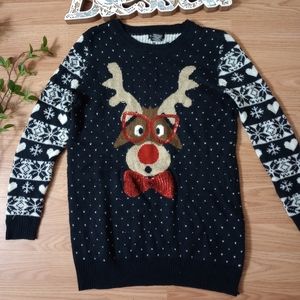 🌿🍒 New Directions Reindeer Christmas sweater size Small 🍒🌿